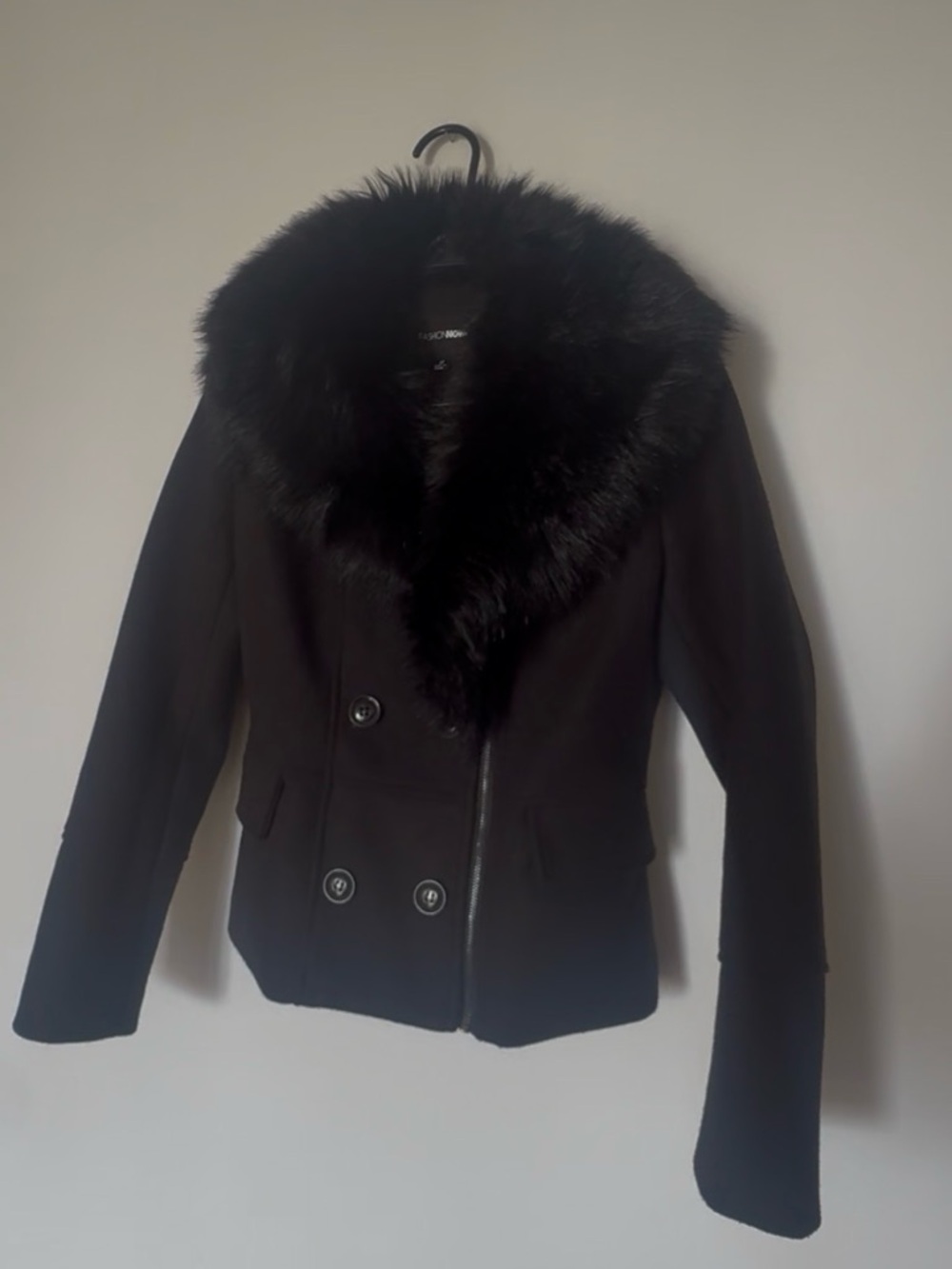 Fashion Nova  Black fur trim coat